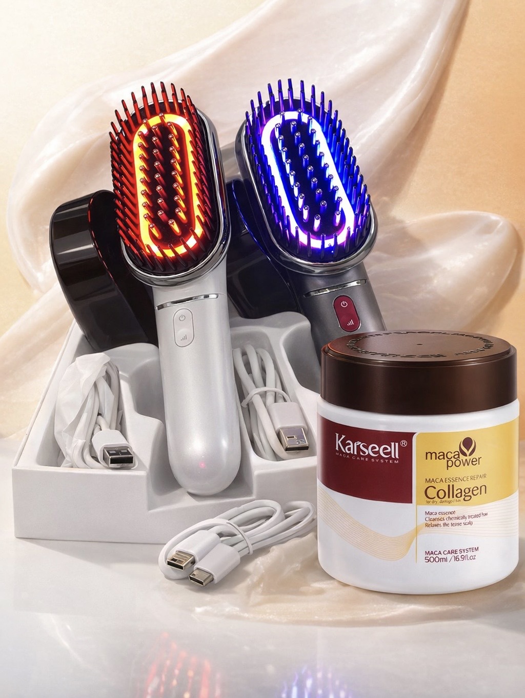 Neigiamu jonų plaukų šukos + Karseell plaukų kaukė